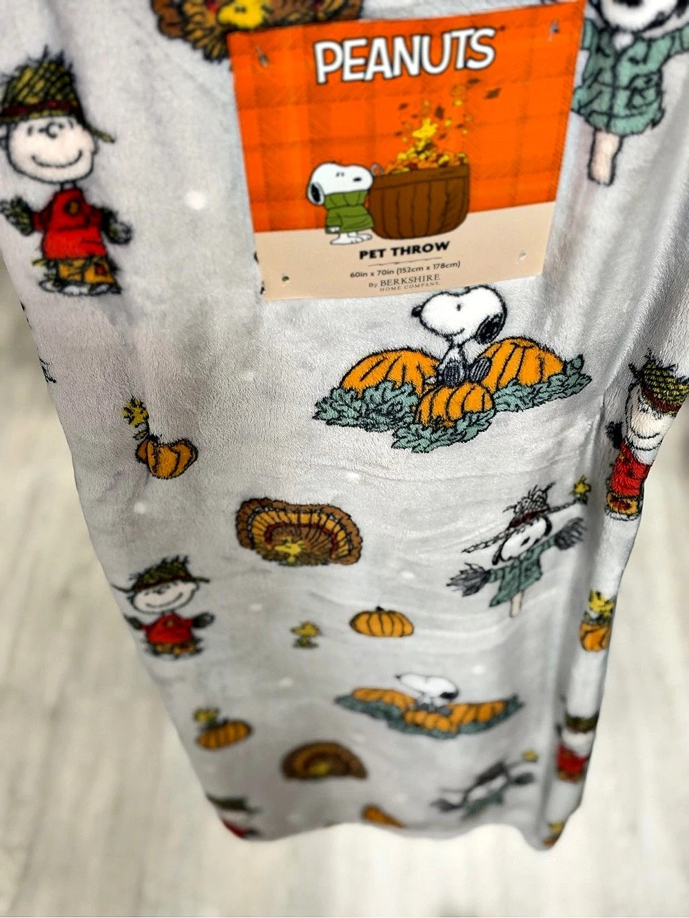Peanuts Pet Throw Gray & Orange NWT
